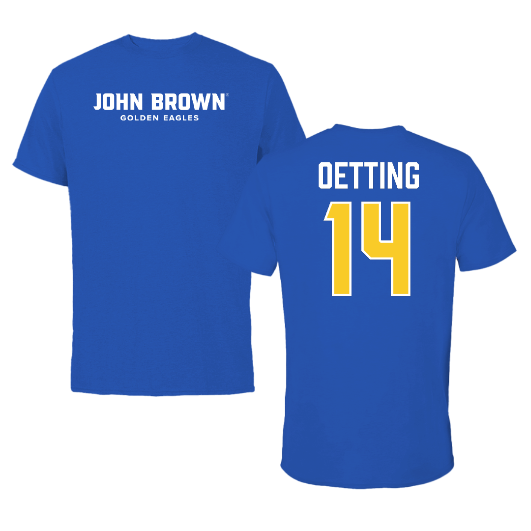 John Brown University Basketball (M) Blue John Brown Performance Tee - #14 Trae Oetting