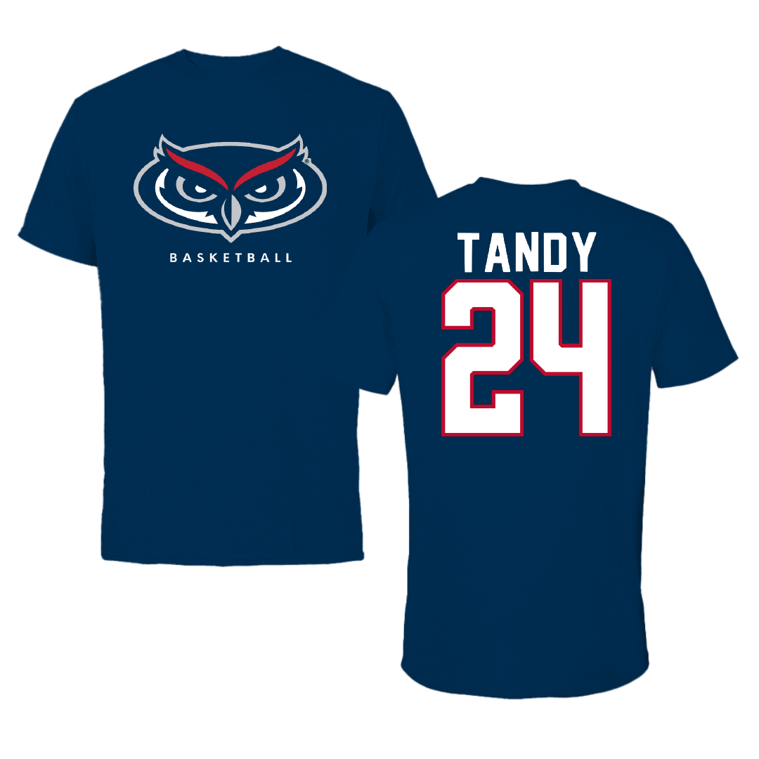 Florida Atlantic University Basketball Navy Mascot Tee - #24 Dekeyvan Tandy