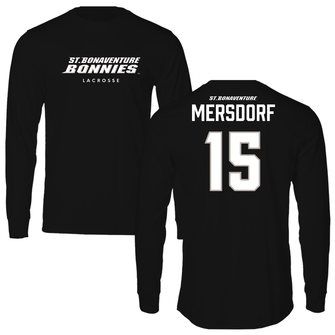 St. Bonaventure University Lacrosse (M) Black Performance Long Sleeve - #15 Brett Mersdorf