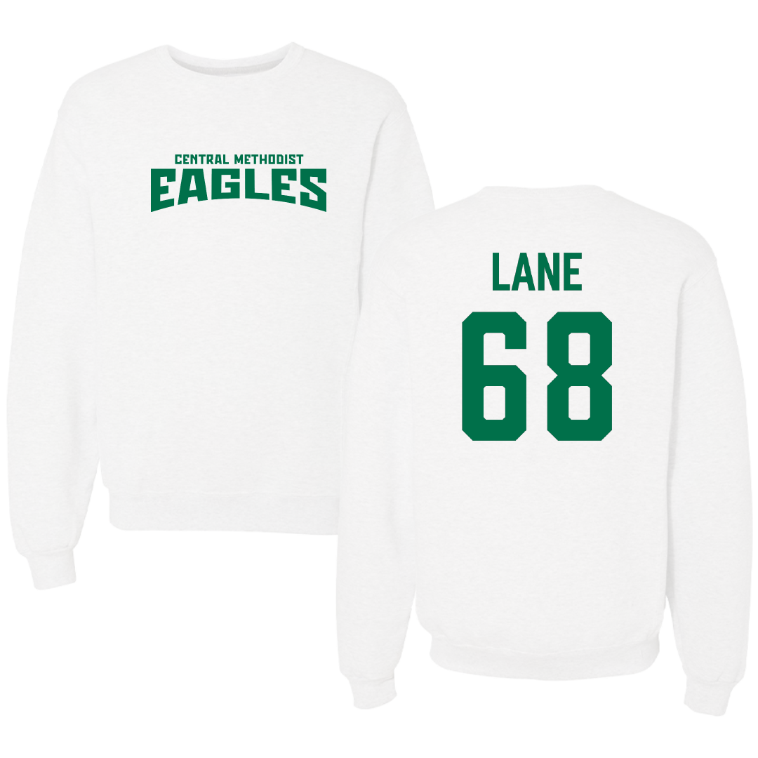 Central Methodist University Football White Classic Crewneck - #68 Elijah Lane