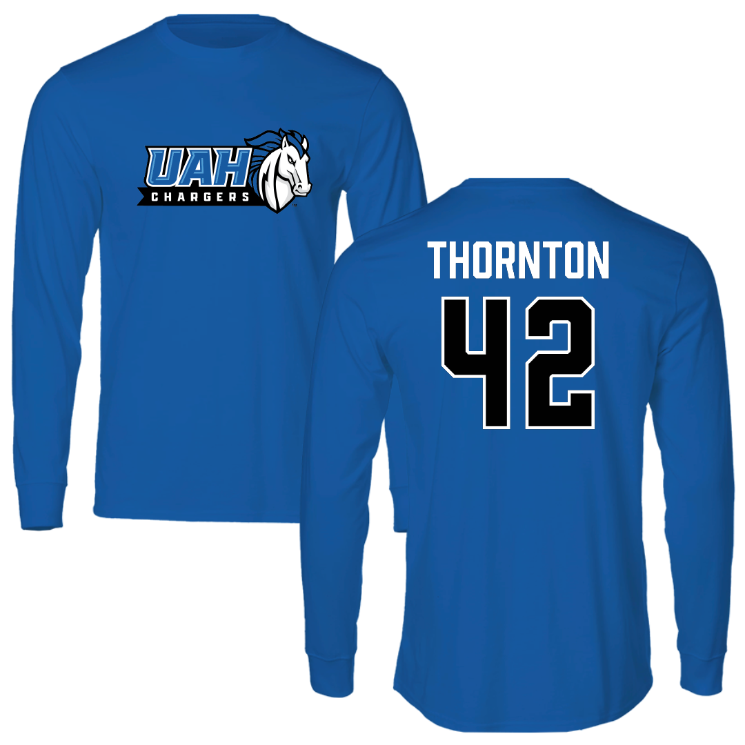Huntsville Baseball Blue Performance Long Sleeve - #42 Jake Thornton