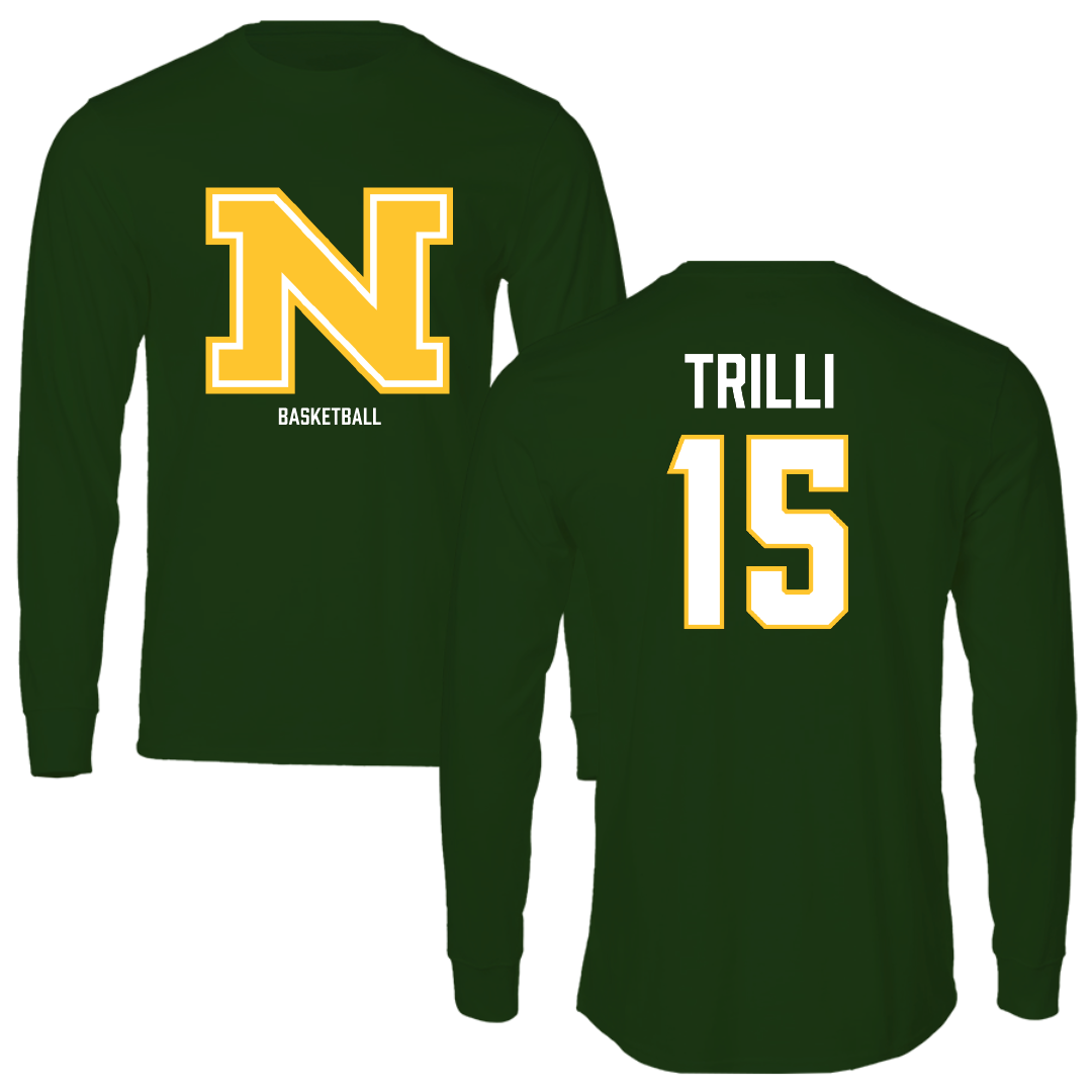 Northern Michigan University Basketball (M) Forest Green Performance Long Sleeve - #15 Brandon Trilli