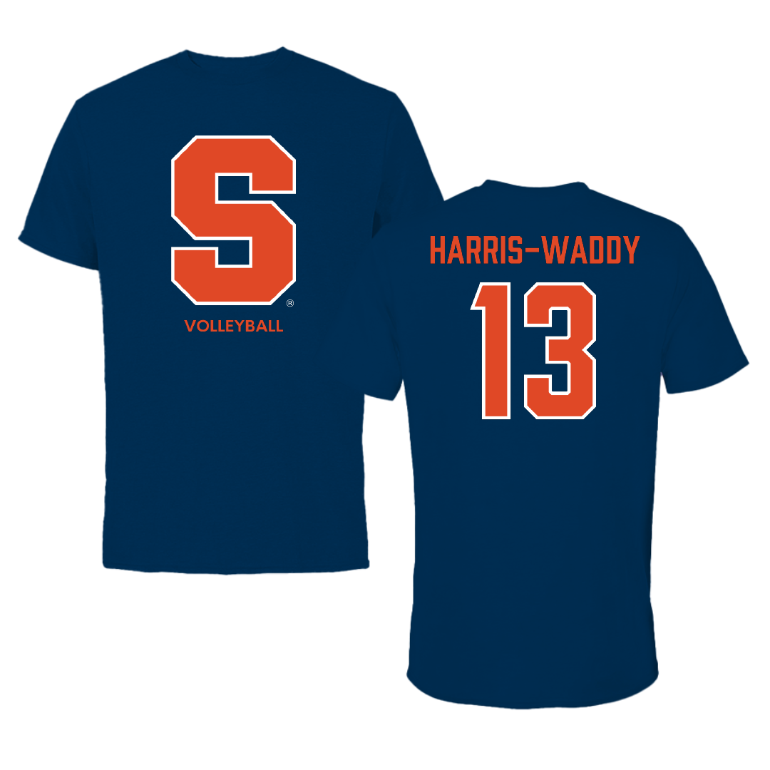 Syracuse University Volleyball (W) Navy Primary Tee - #13 Zharia Harris-Waddy