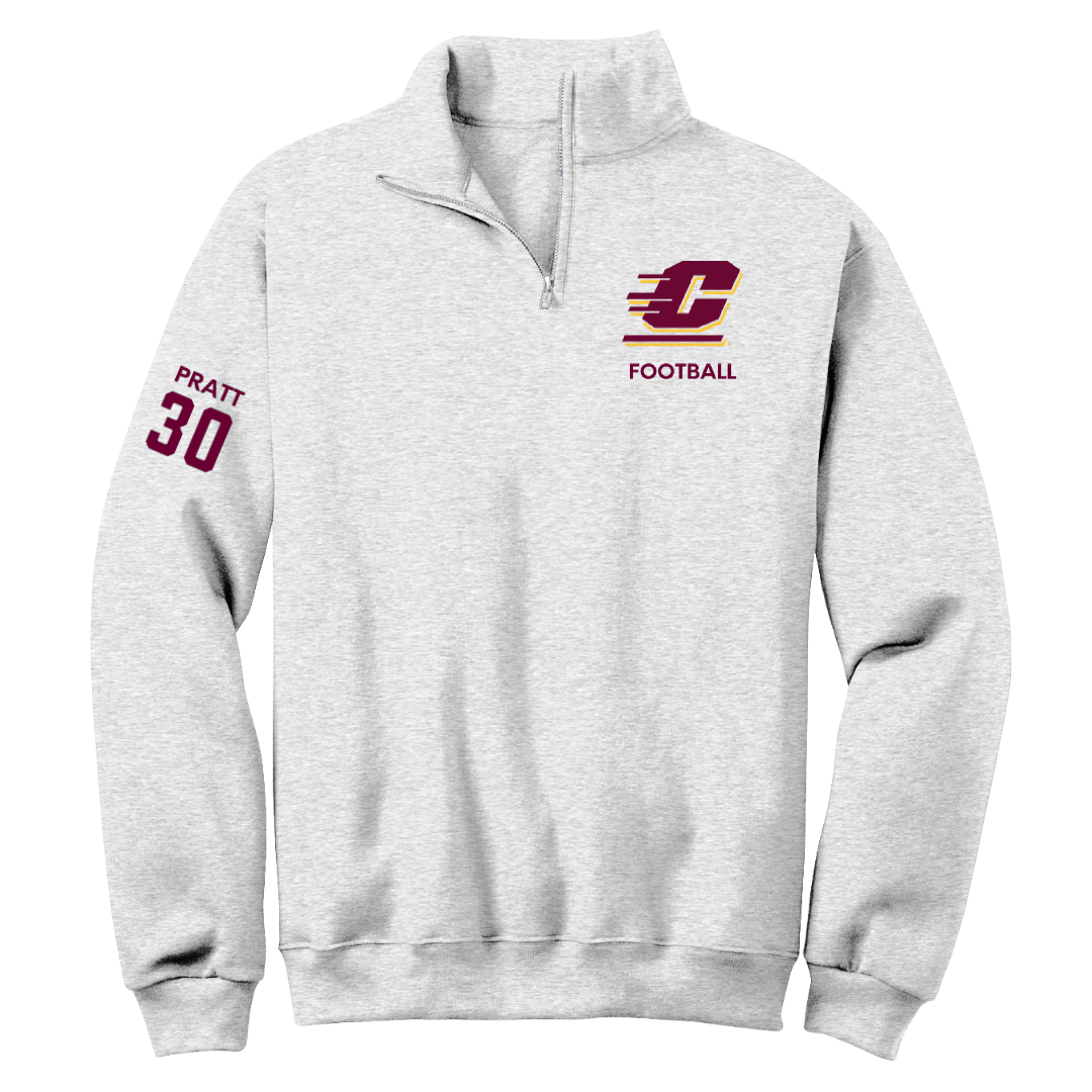 Central Michigan University Football Light Gray Quarter-Zip - #30 Ben Pratt