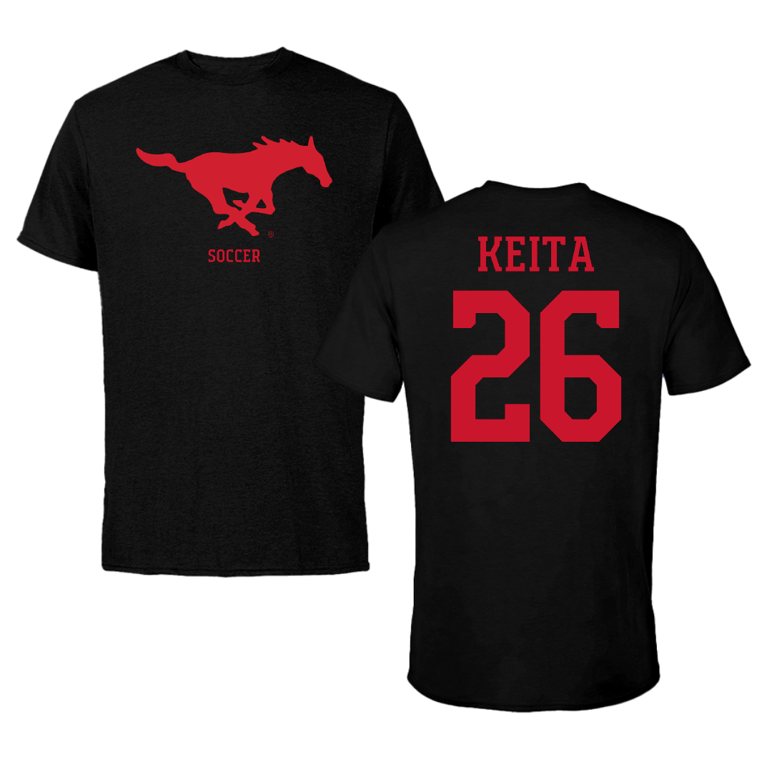 Southern Methodist University Soccer (M) Black Tee - #26 Ibrahim Keita