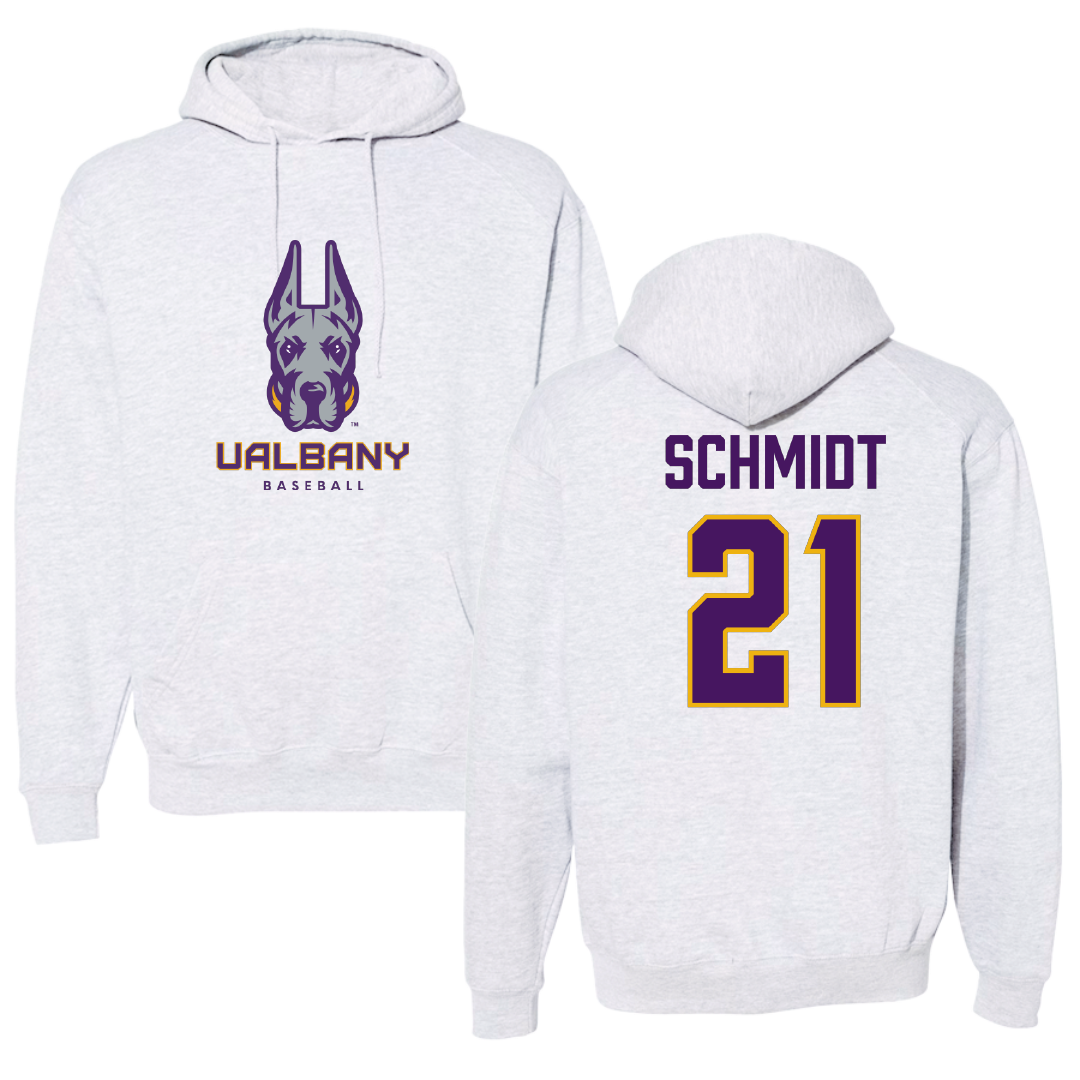 University at Albany Baseball Gray Hoodie - #21 Jaden Schmidt