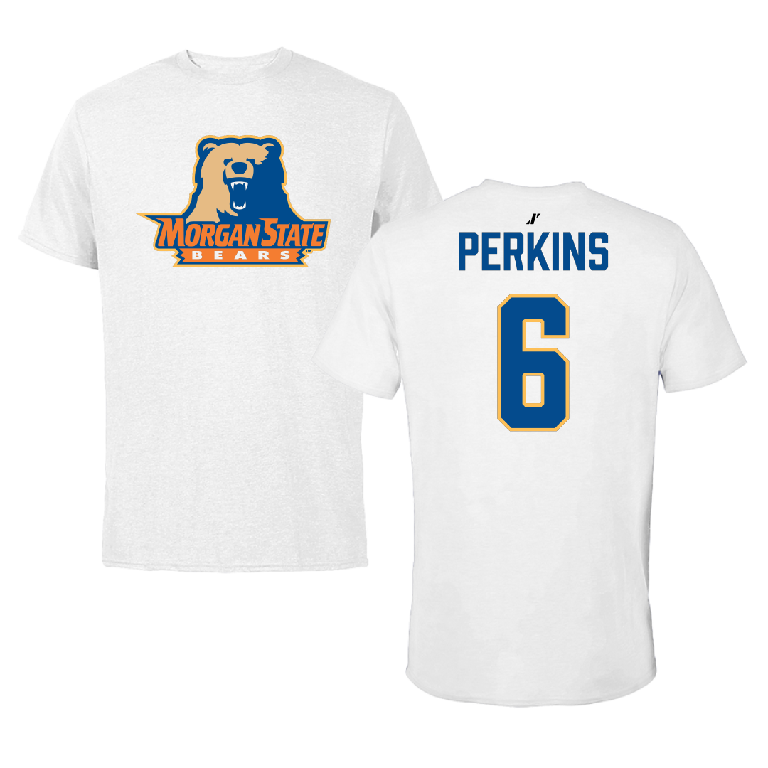 Morgan State University Acrobatics & Tumbling White Tee - #6 Lauren Perkins