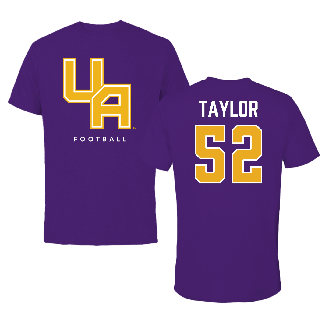 University at Albany Football Purple Block Tee - #52 Devan Taylor