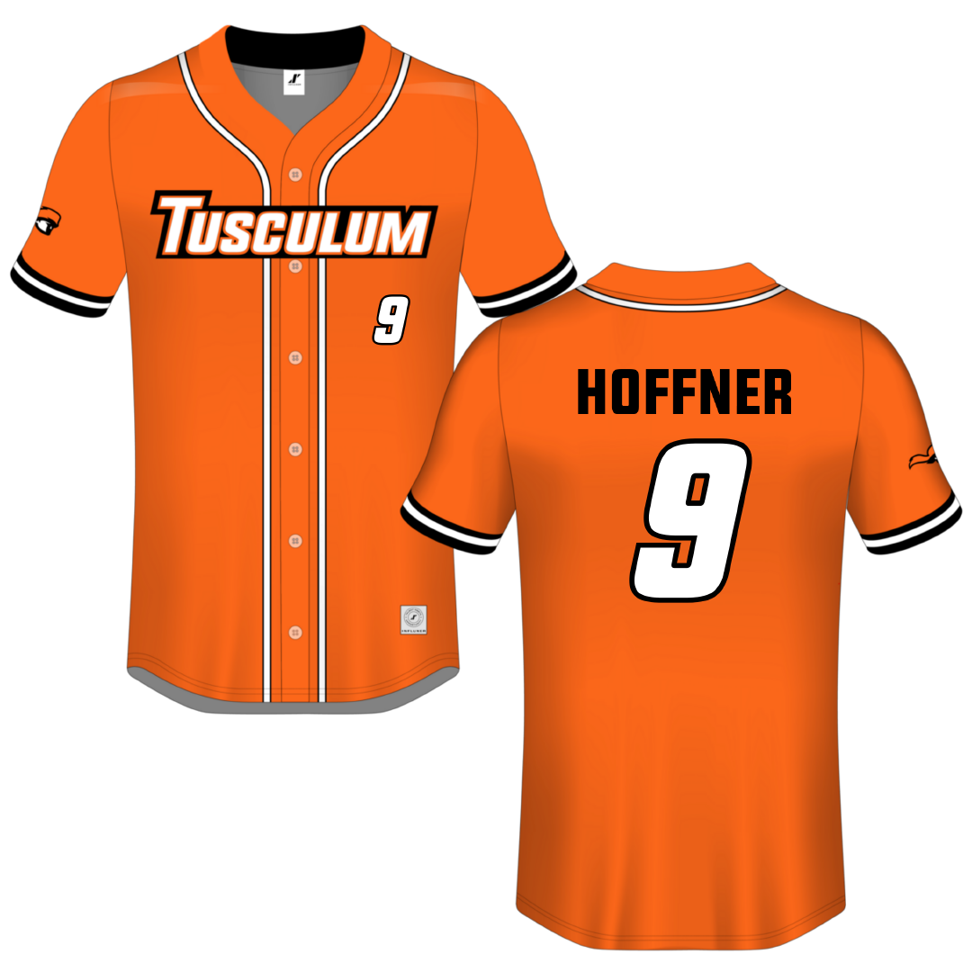 Tusculum University Orange Button-Down Jersey - #9 Addison Hoffner