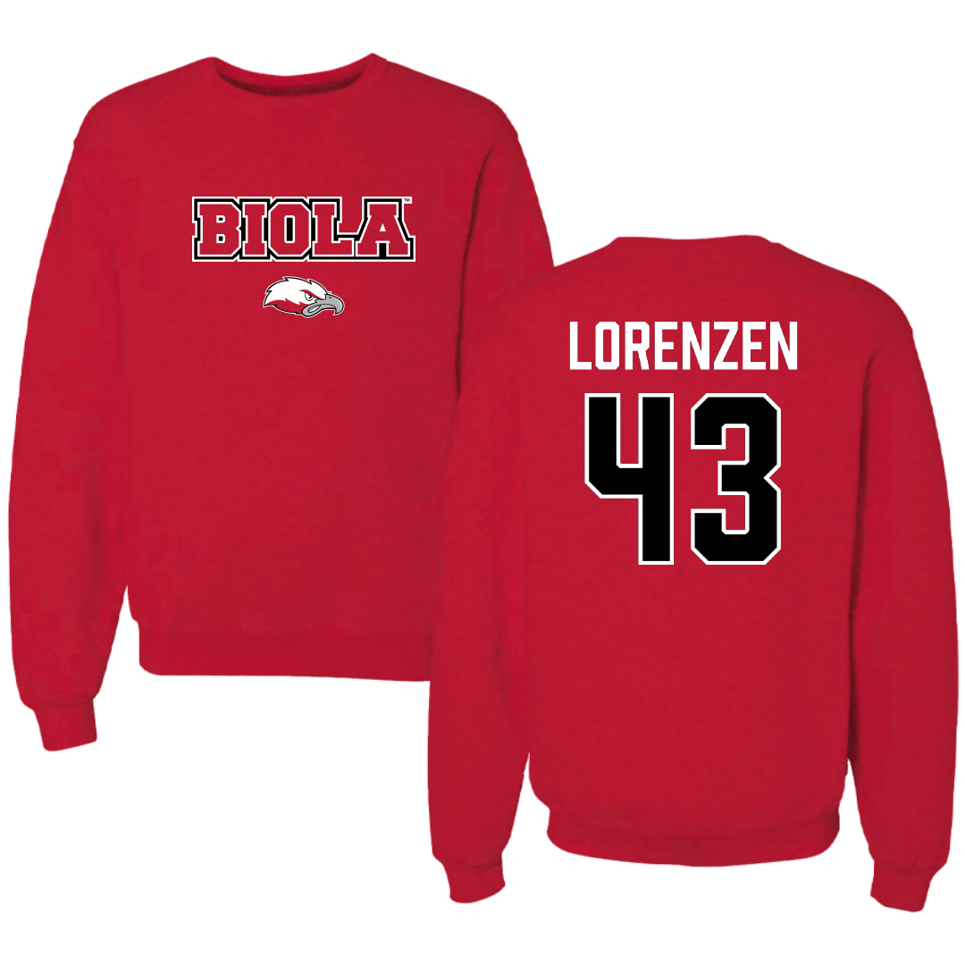 Biola University Baseball Red Crewneck - #43 Ransom Lorenzen