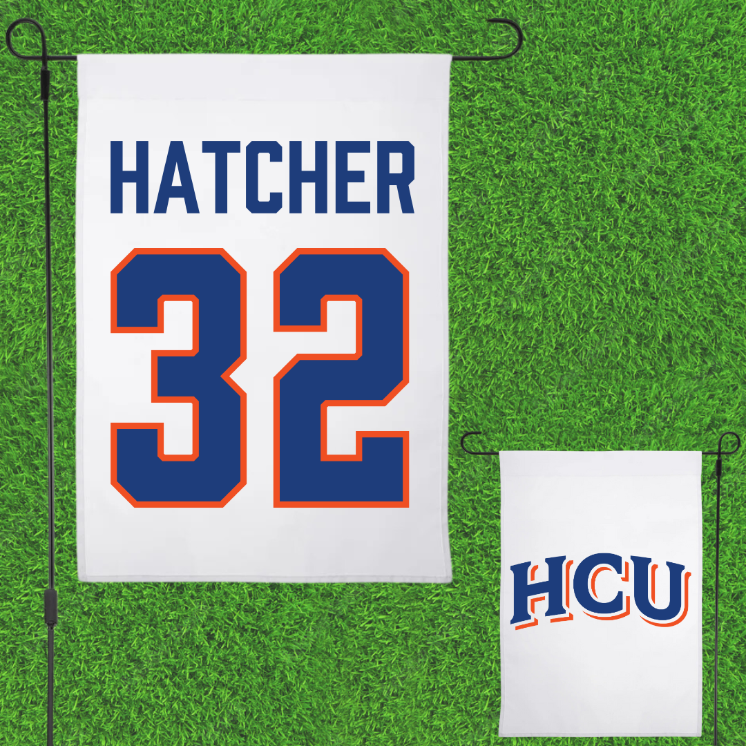 Houston Christian University Baseball White Garden Flag - #32 Coby Hatcher