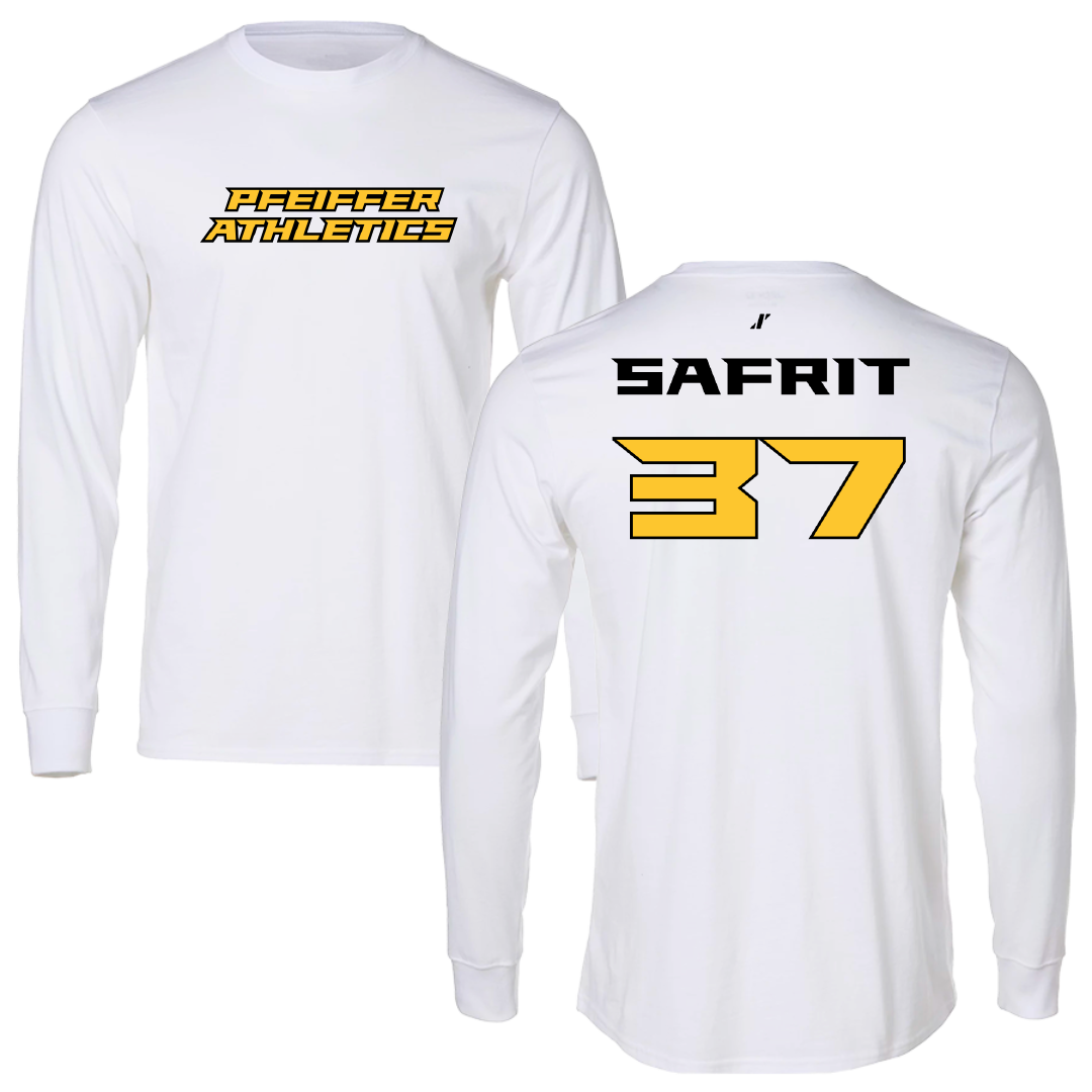 Pfeiffer University Baseball White Performance Long Sleeve - #37 Sam Safrit