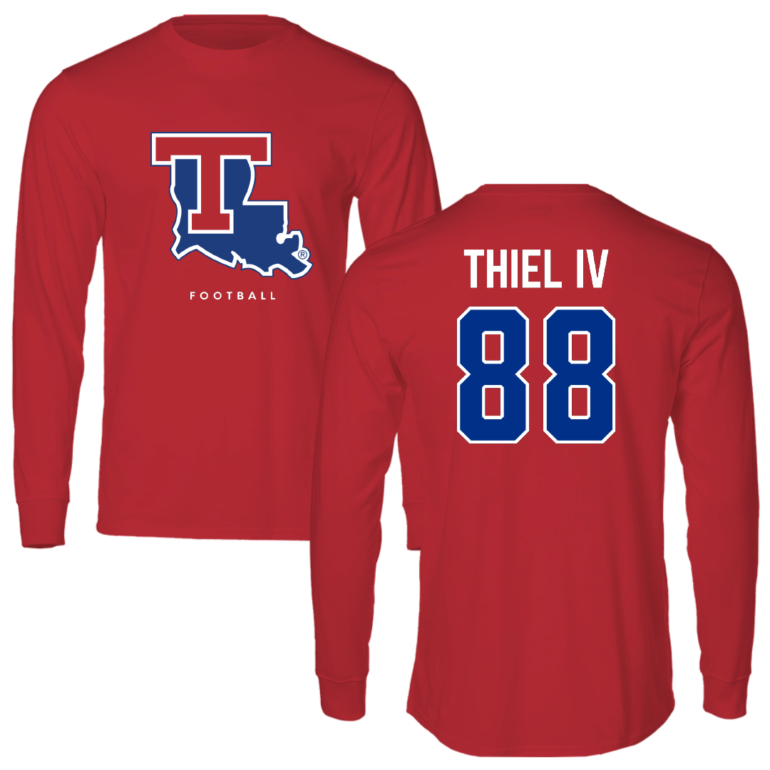Louisiana Tech University Football Red Performance Long Sleeve - #88 Johnnie Thiel IV