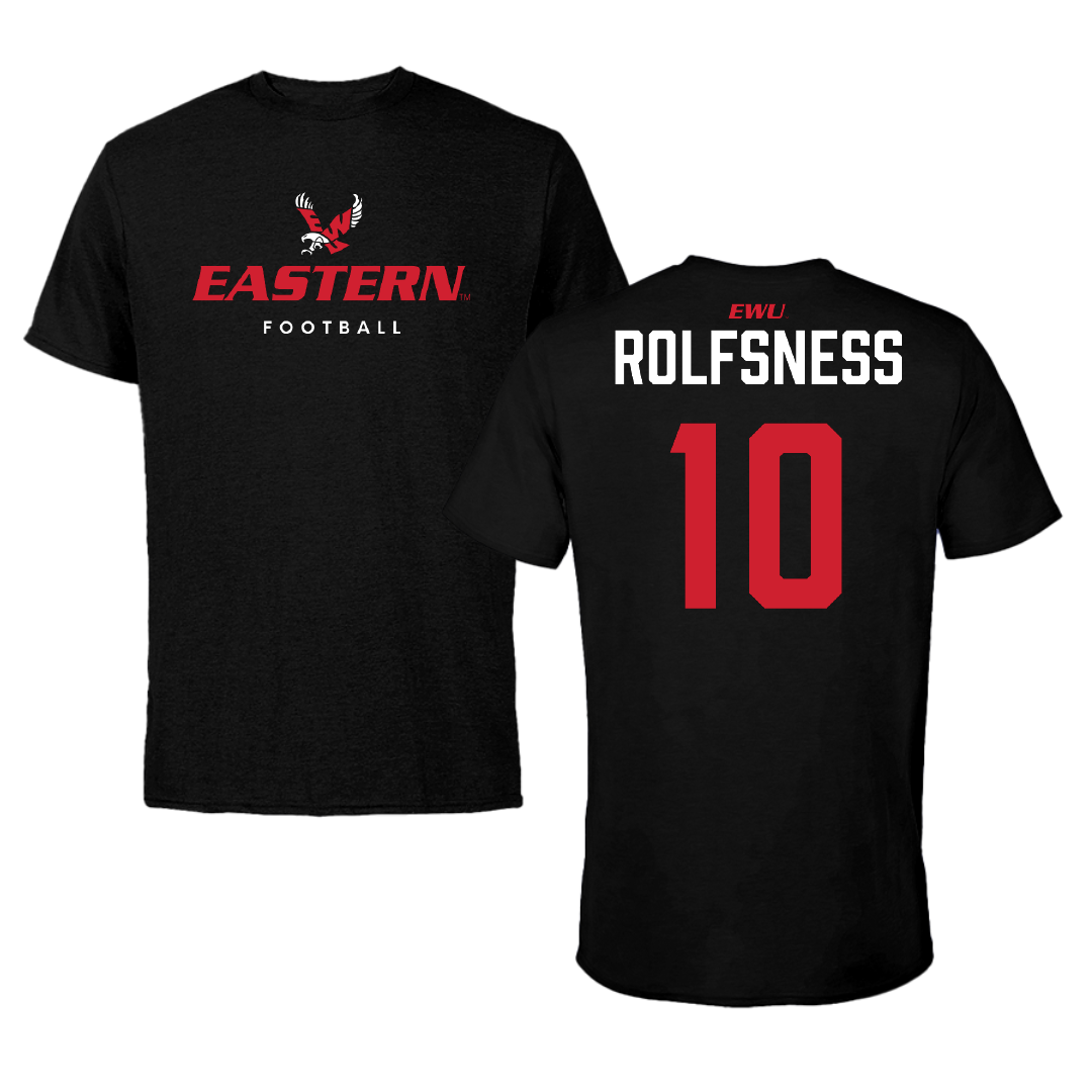 Eastern Washington University Football Black Eastern Performance Tee - #10 Kaden Rolfsness