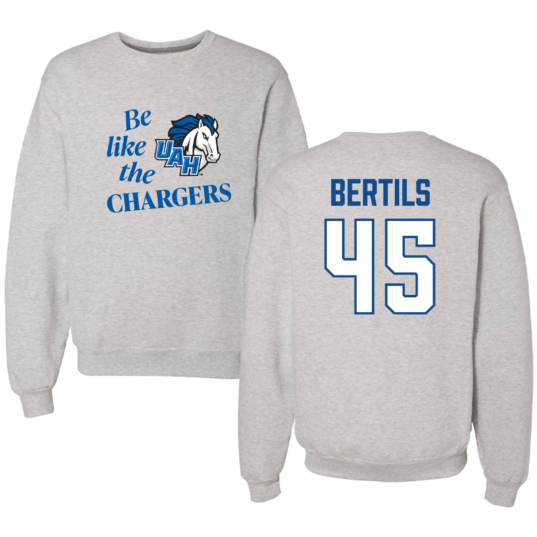 Huntsville Lacrosse (M) Light Gray Be Like Us Crewneck - #45 Jake Bertils