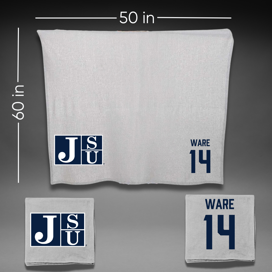 Jackson State University Football Gray Blanket - #14 Jaylan Ware