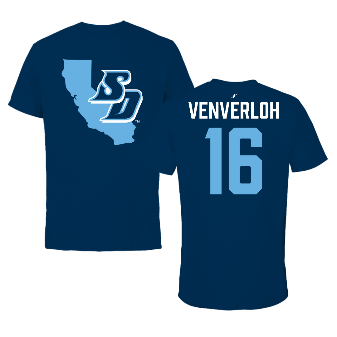 University of San Diego Baseball Navy State Performance Tee - #16 Vincent Venverloh