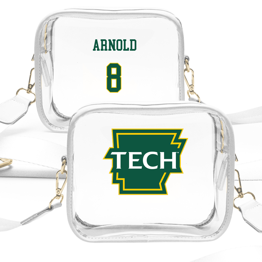 Arkansas Tech University Football White Clear Stadium Bag - #8 Caleb Arnold
