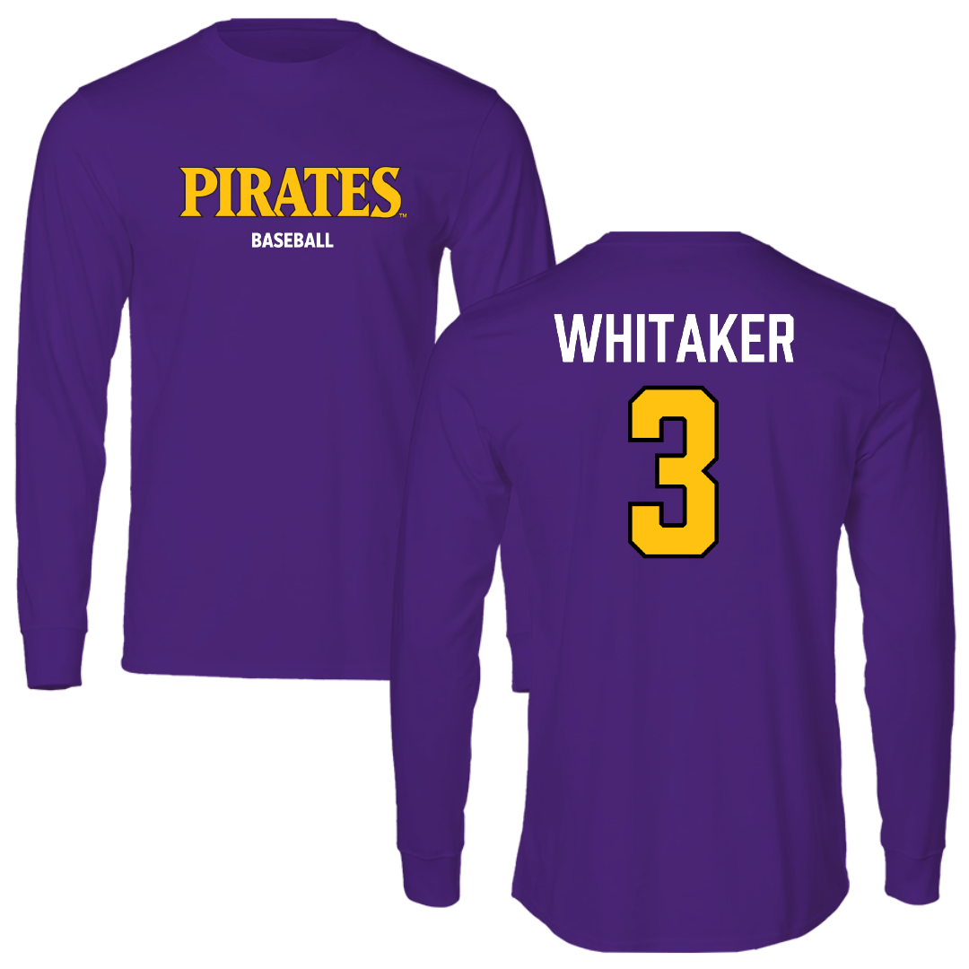 East Carolina University Baseball Purple Performance Long Sleeve - #3 Davin Whitaker