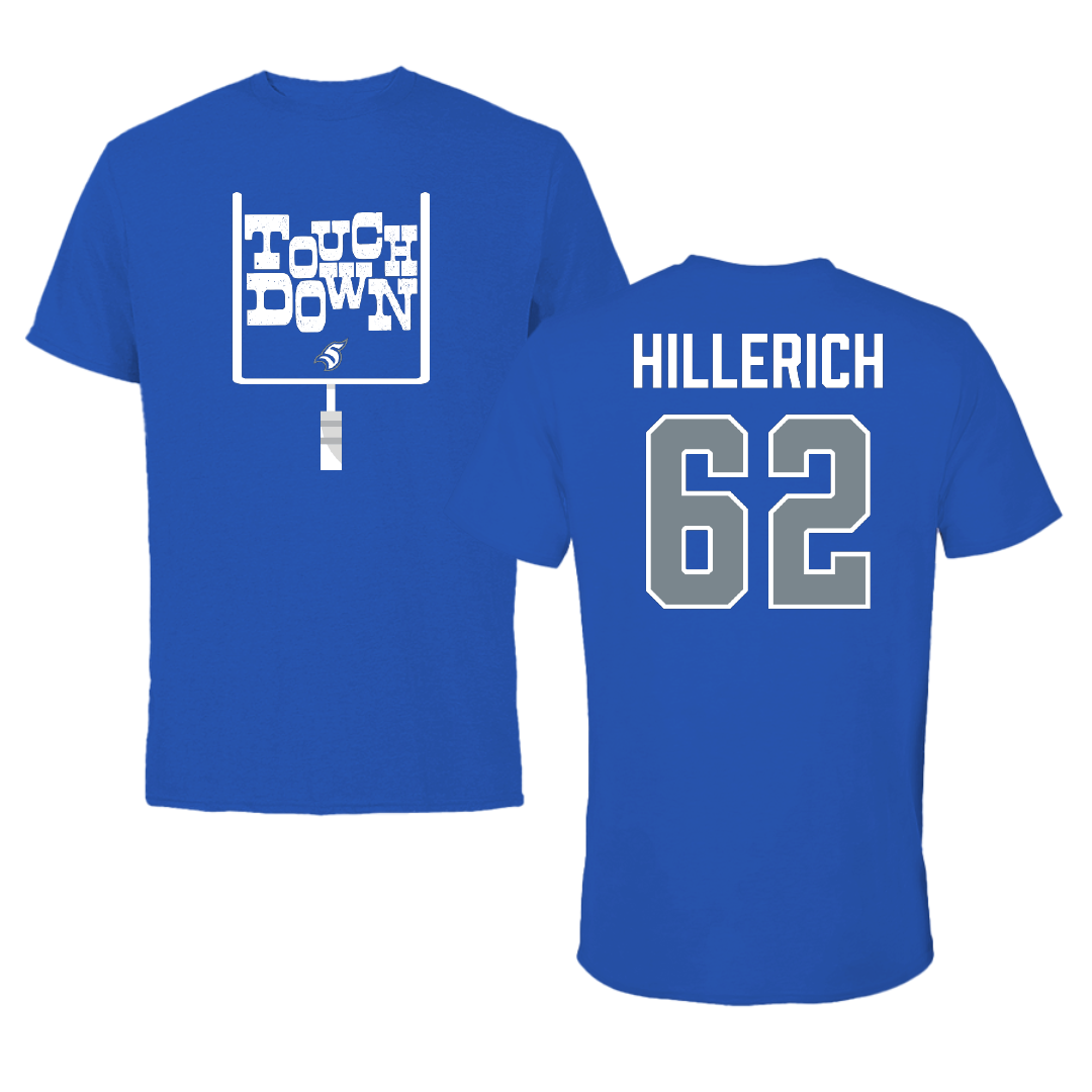 Thomas More University Football Blue Touchdown Tee - #62 Kyle Hillerich