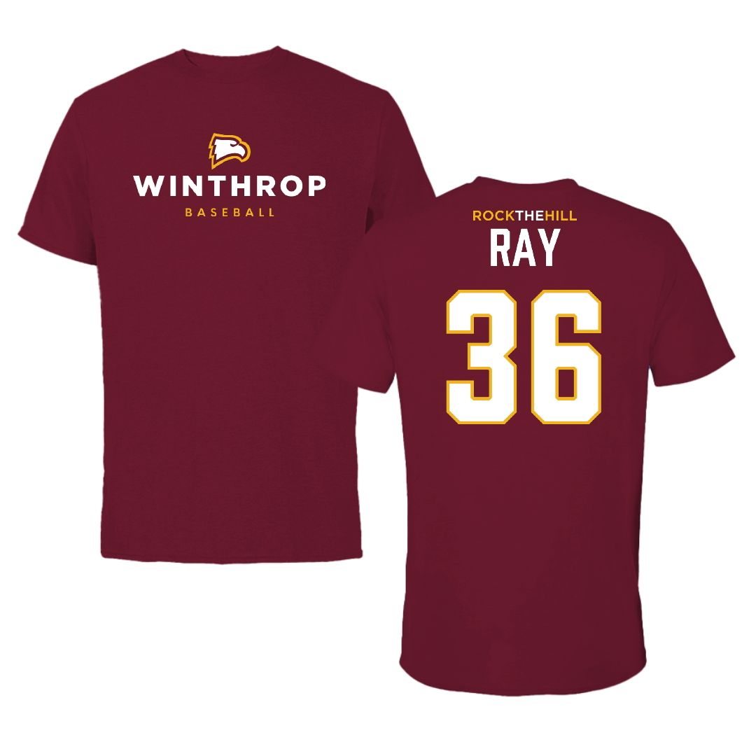 Winthrop University Baseball Garnet Tee - #36 Jack Ray