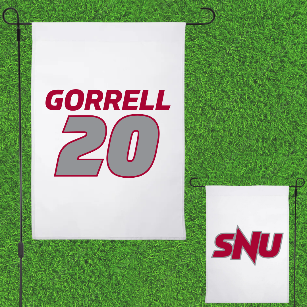 Southern Nazarene University Baseball White Garden Flag - #20 Cobey Gorrell