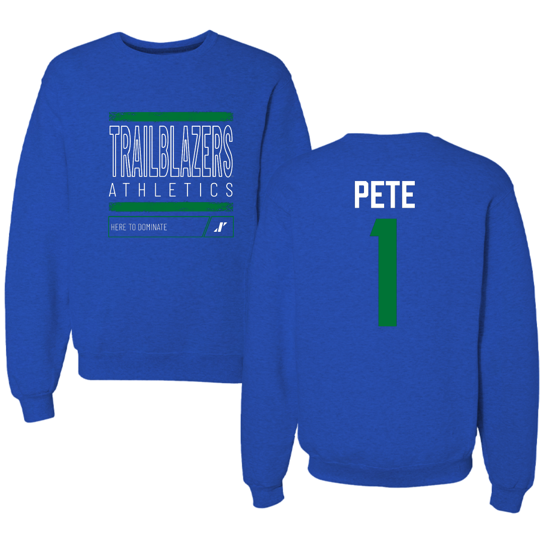 University of North Texas at Dallas Basketball Blue Dominate Crewneck - #1 Lauren Pete