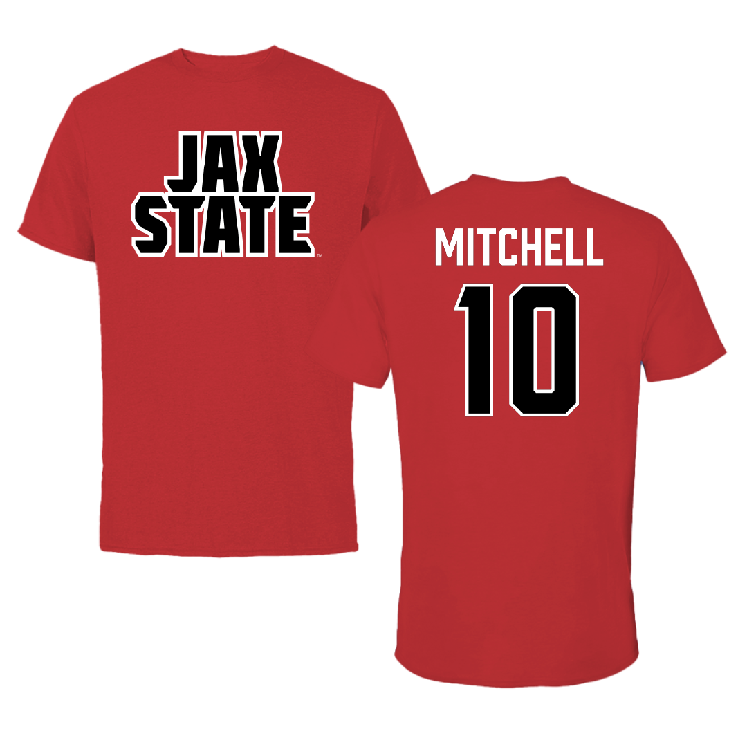 Jacksonville State University Football Red Performance Tee - #10 Kadyn Mitchell
