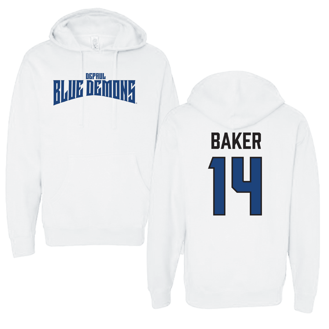 DePaul University Softball White Classic Hoodie - #14 Gwen Baker