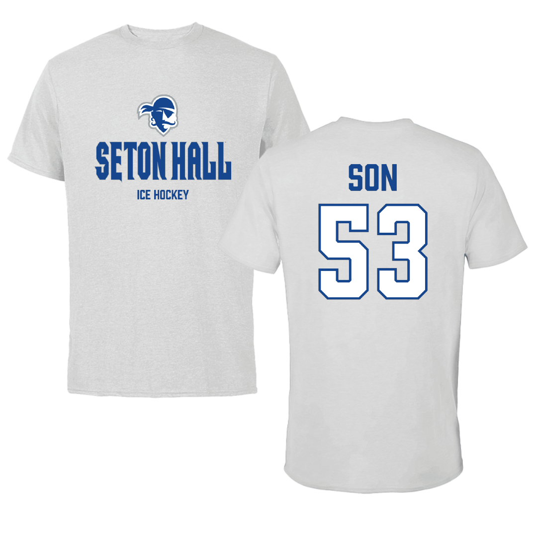 Seton Hall University Ice Hockey (M) Light Gray Tee - #53 Jeremy Son