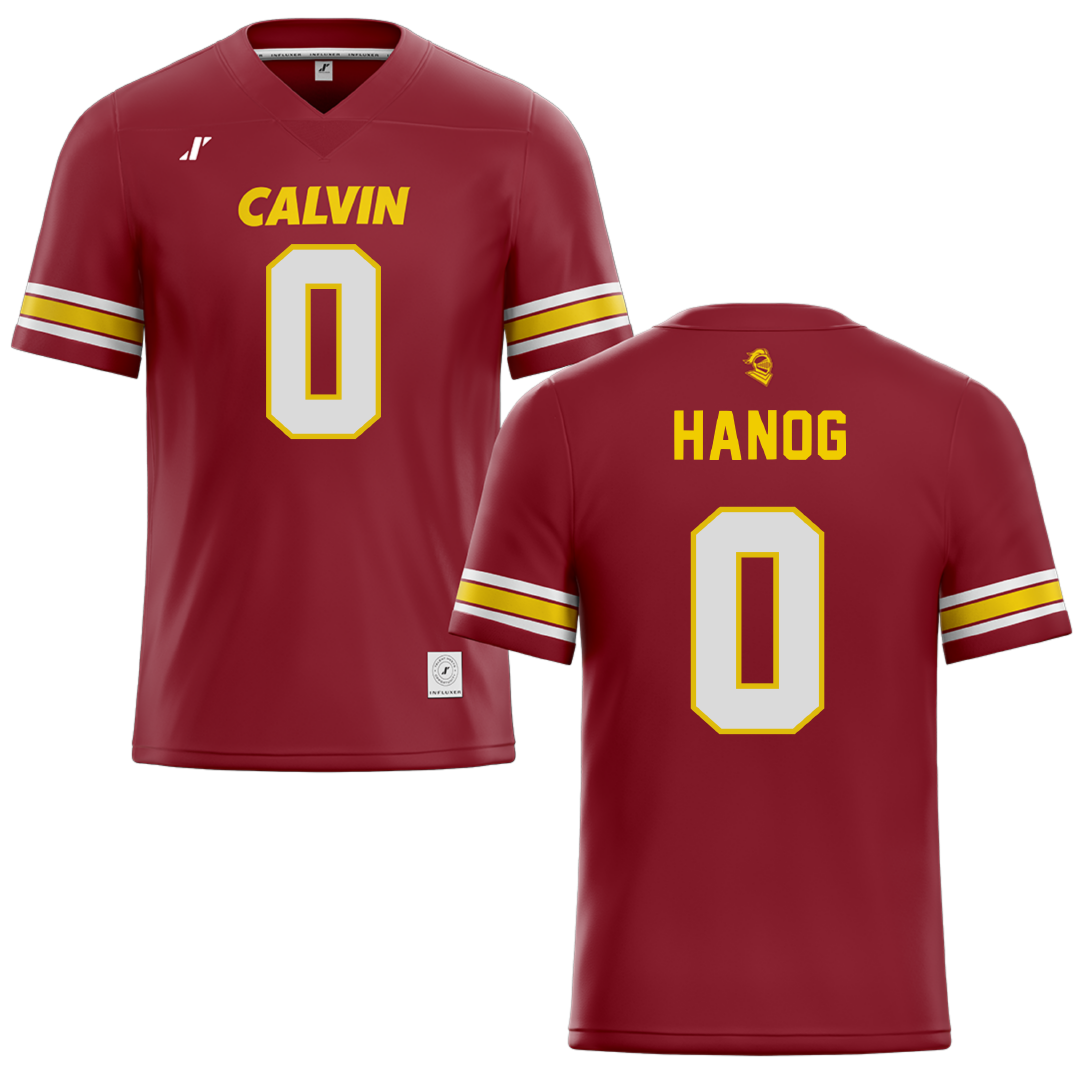 Calvin University Maroon Football Jersey - #0 Kai Hanog