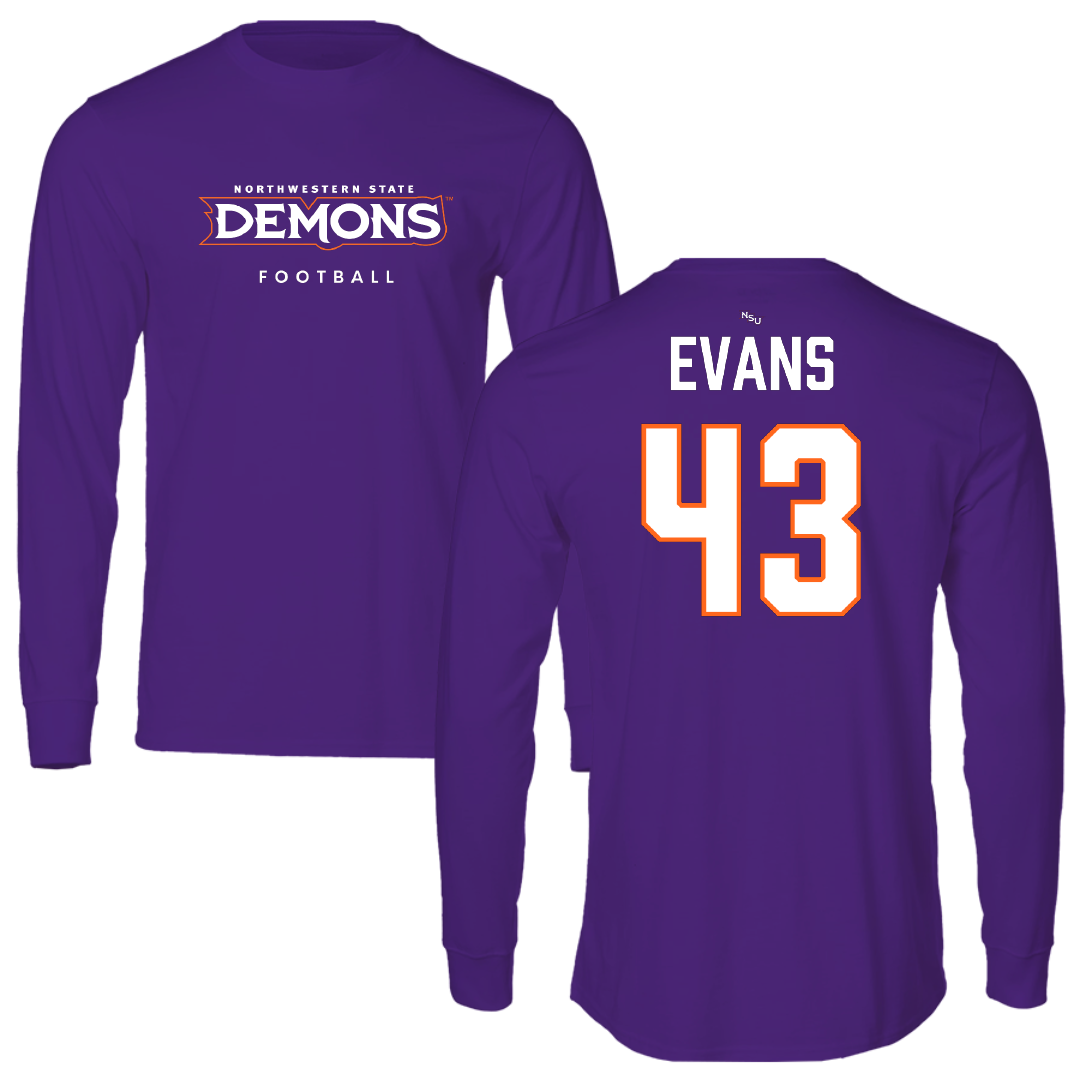Northwestern State University Football Purple Demons Performance Long Sleeve - #43 Cooper Evans