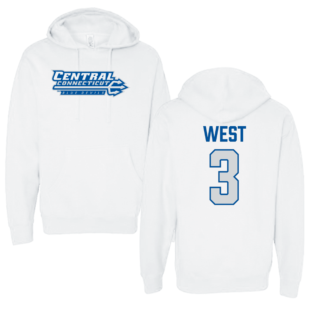 Central Connecticut State University Football White Hoodie - #3 Ramal West