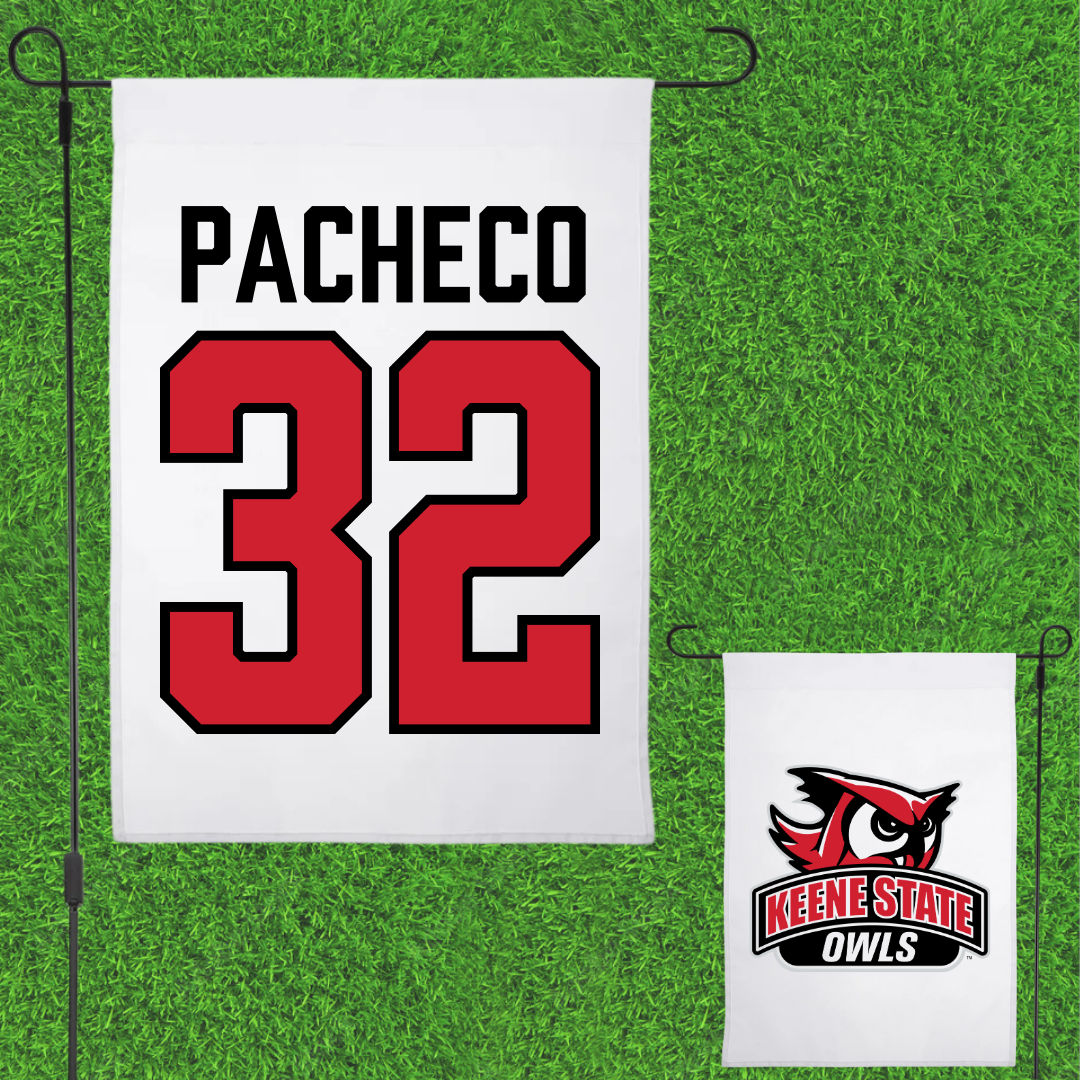 Keene State College Lacrosse White Garden Flag - #32 Matt Pacheco