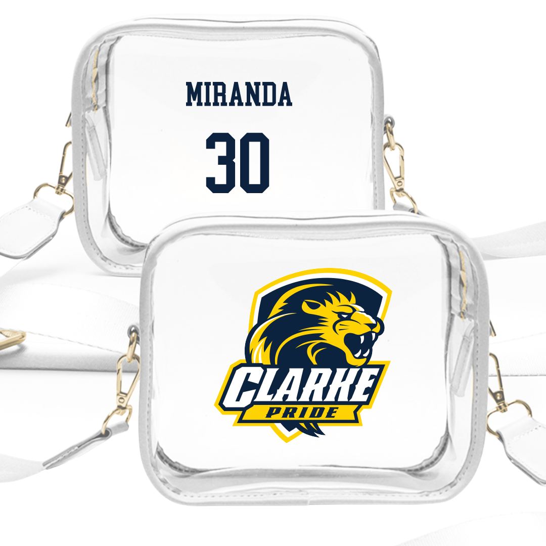 Clarke University Football White Clear Stadium Bag - #30 Ivan Miranda