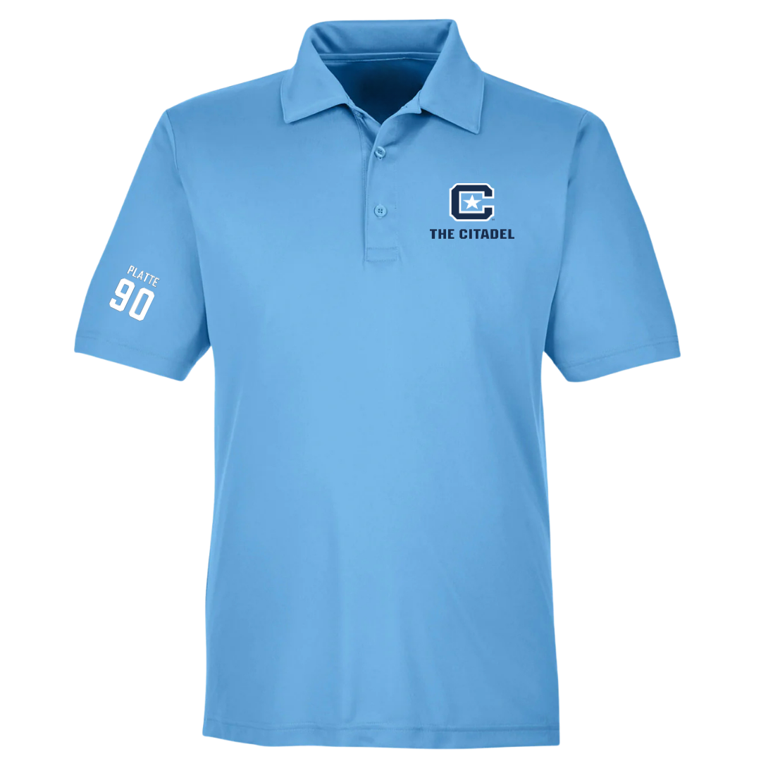 The Citadel Football Light Blue Polo - #90 James Platte