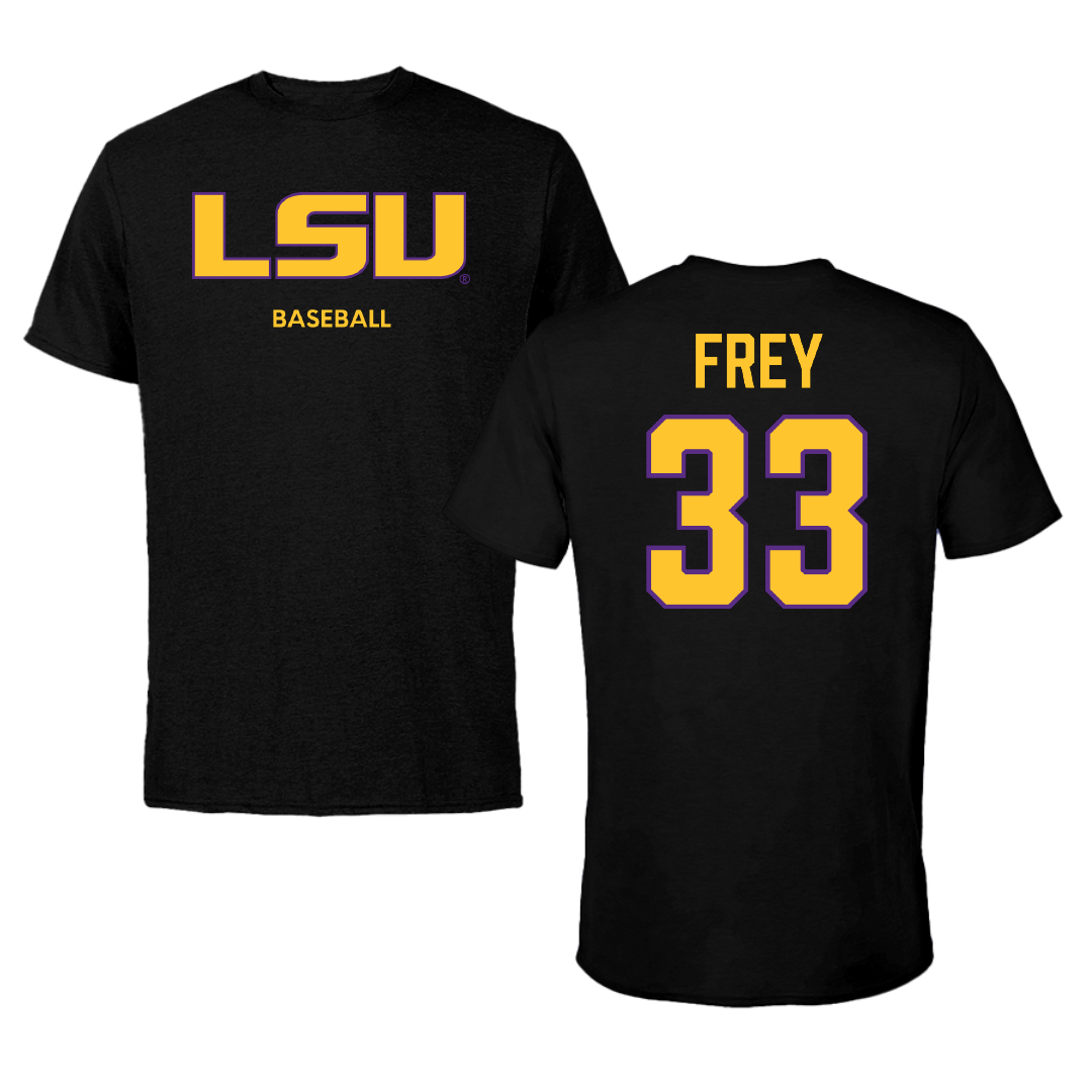 Louisiana State University Baseball Black Tee - #33 Ethan Frey