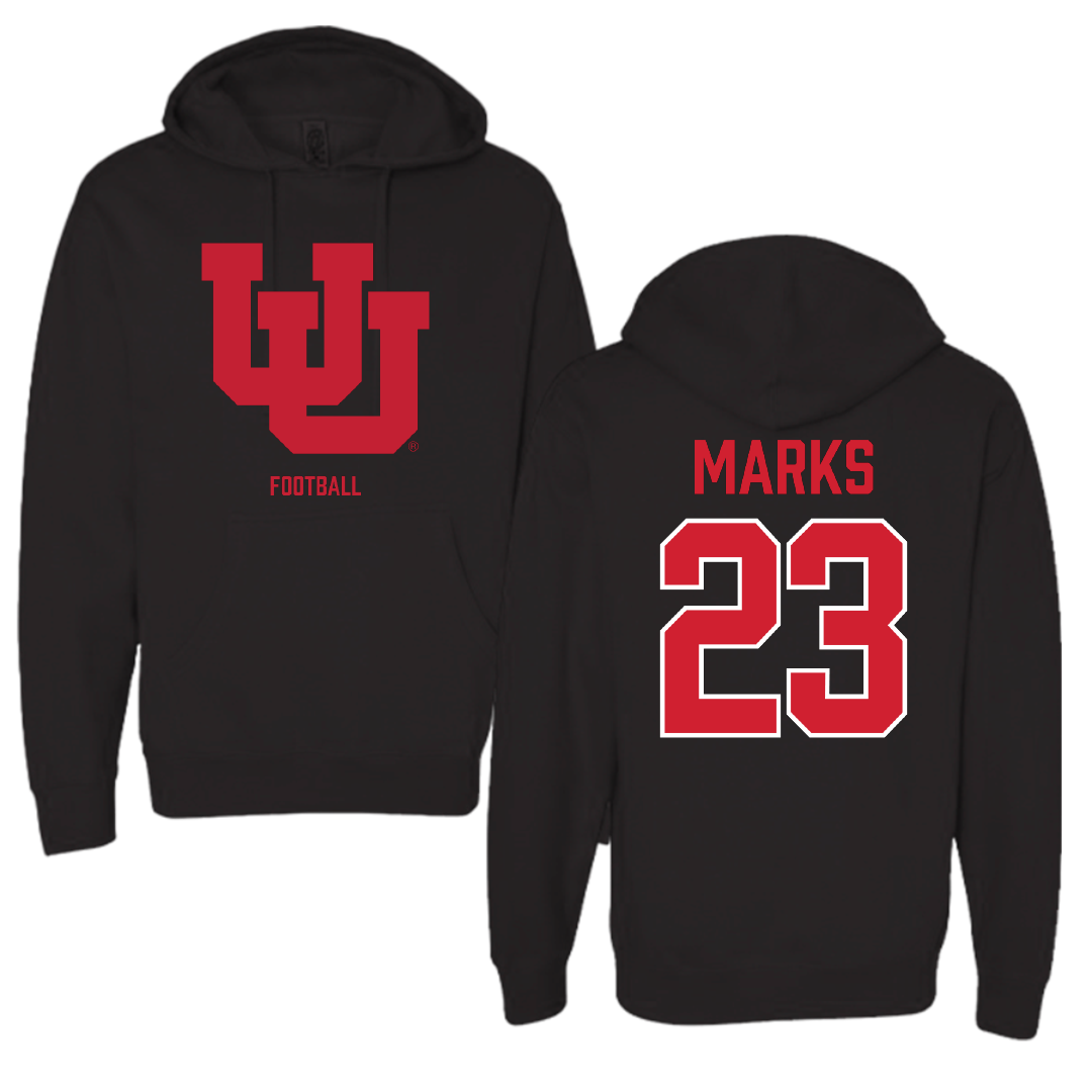 University of Utah Football Black Block Hoodie - #23 Faybian Marks