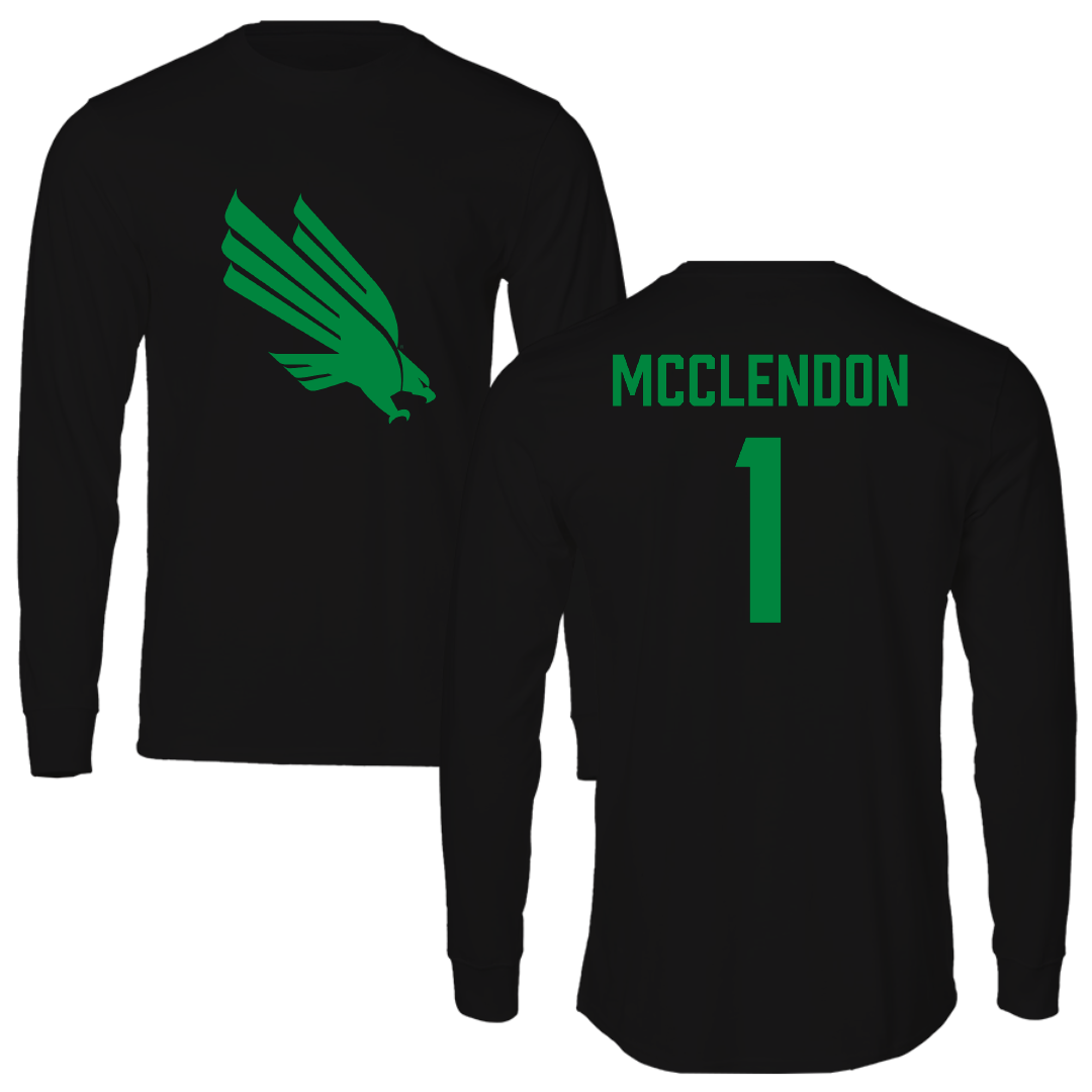 University of North Texas Basketball (M) Black Performance Long Sleeve - #1 Will McClendon