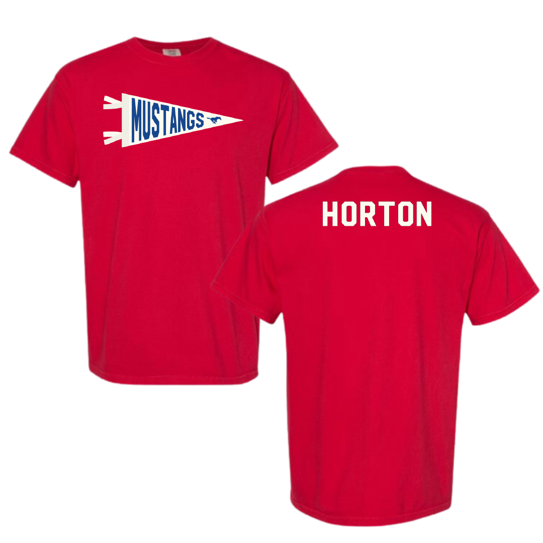 Southern Methodist University POM Red Pennant Comfort Colors Tee - Alana Horton