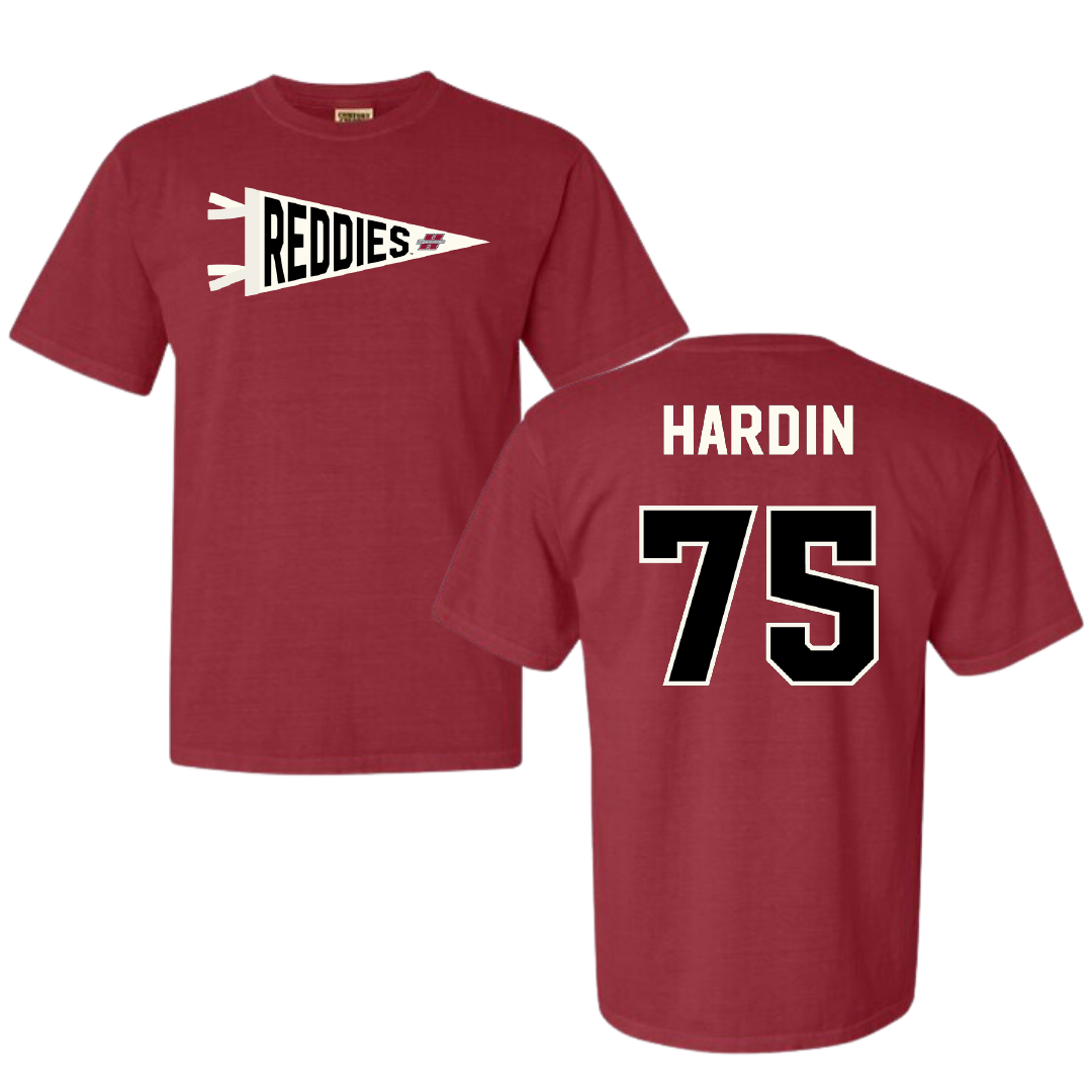 Henderson State University Football Crimson Pennant Comfort Colors Tee - #75 Elijah Hardin