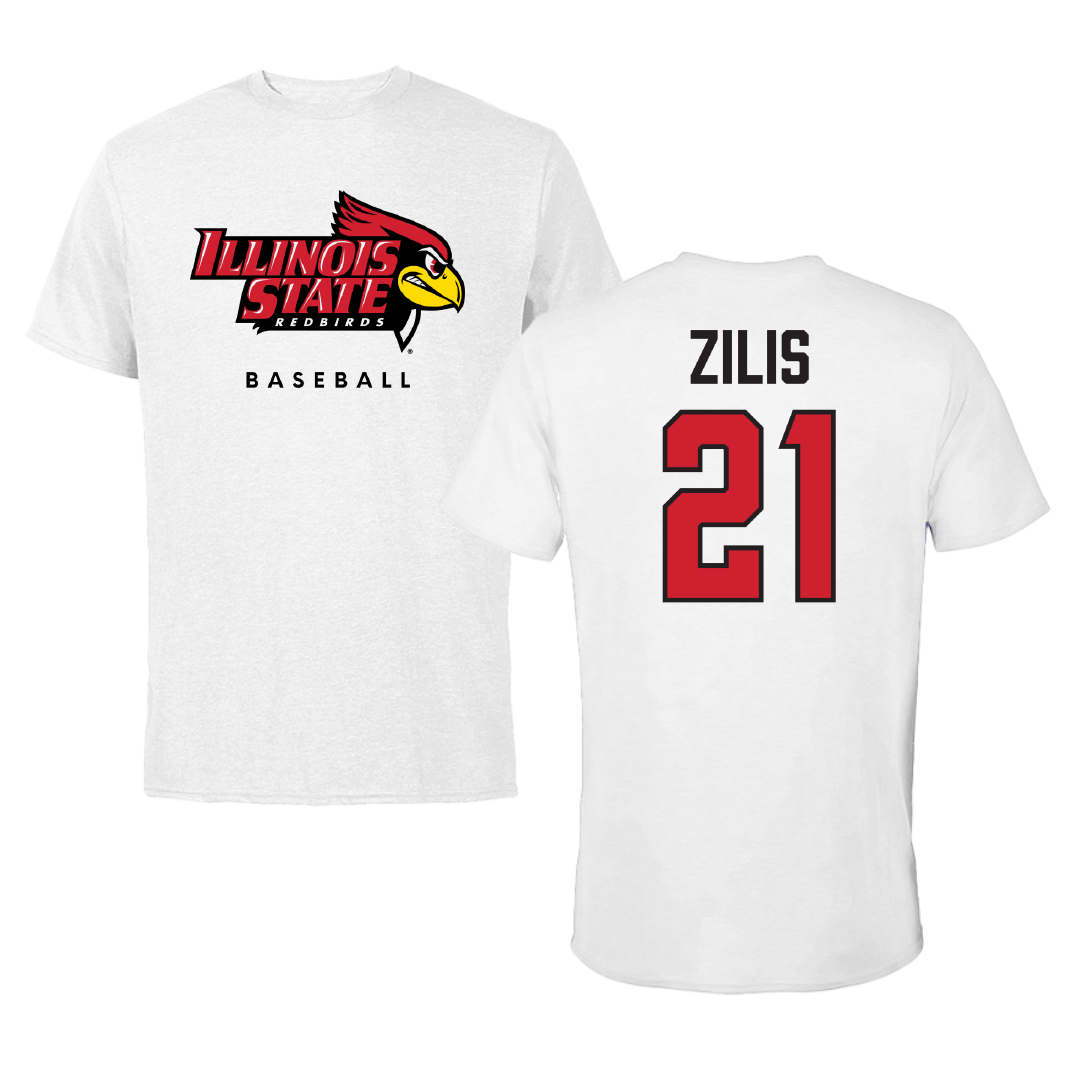 Illinois State University Baseball White Tee - #21 Brayden Zilis