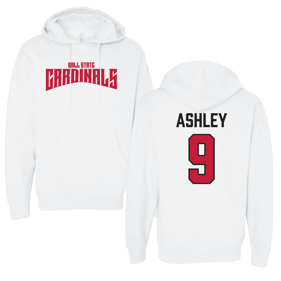 Ball State University Football White Classic Hoodie - #9 Qua Ashley