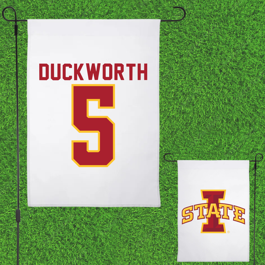 Iowa State University Volleyball White Garden Flag - #5 Maya Duckworth