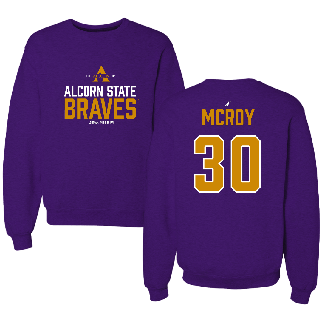Alcorn State University Football Purple General Crewneck - #30 Jaylen Mcroy