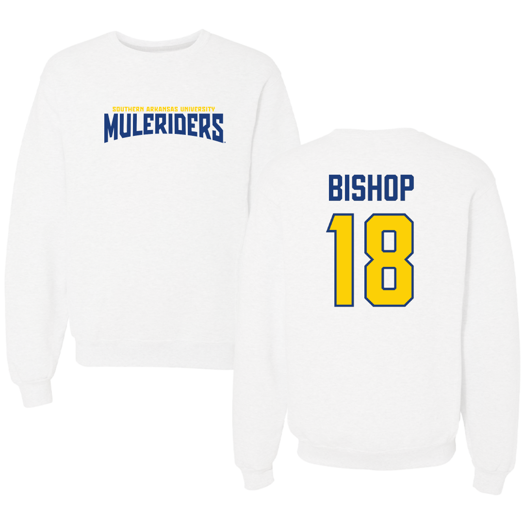 Southern Arkansas University Baseball White Classic Crewneck - #18 Stetson Bishop