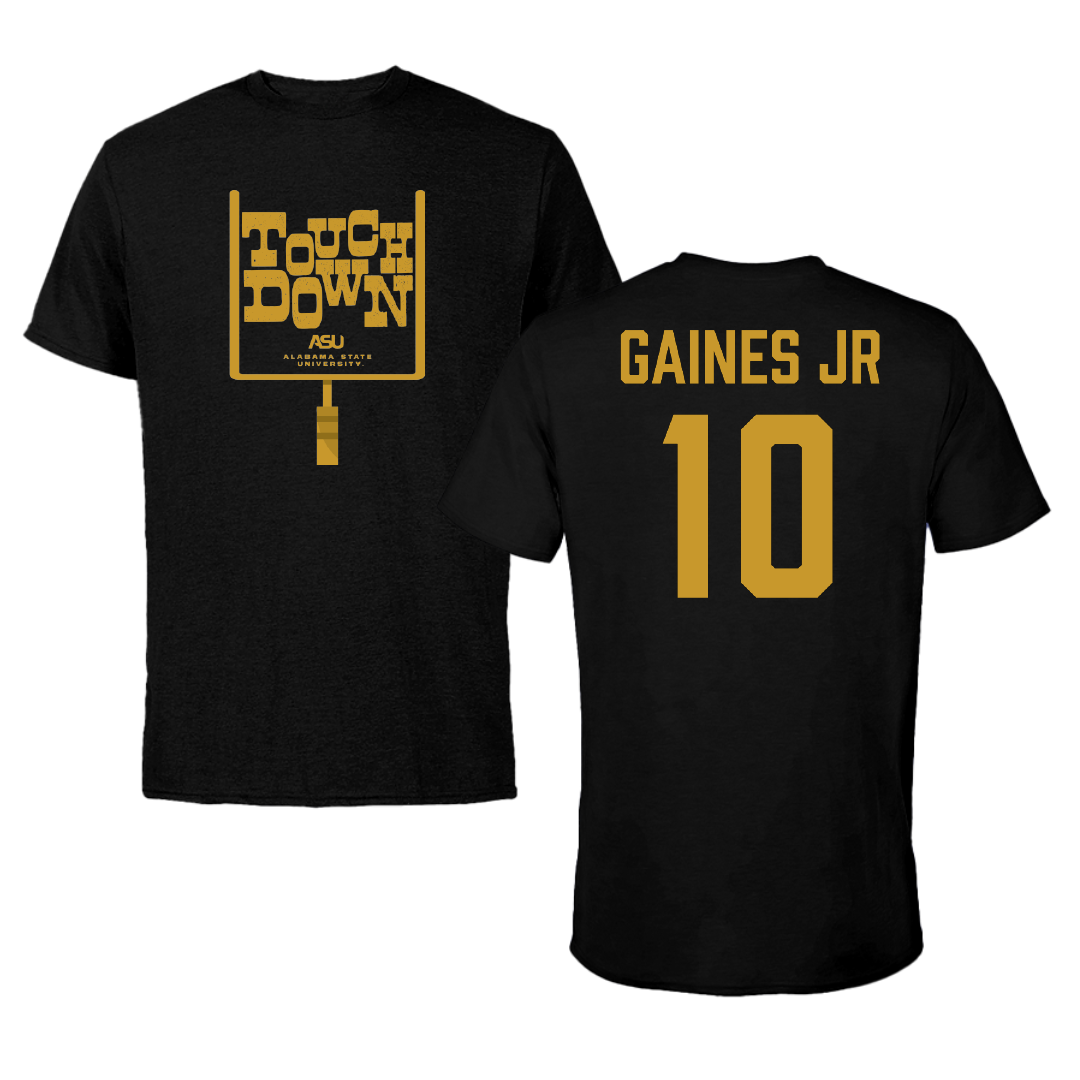 Alabama State University Football Black Touchdown Tee - #10 Kevin Gaines Jr