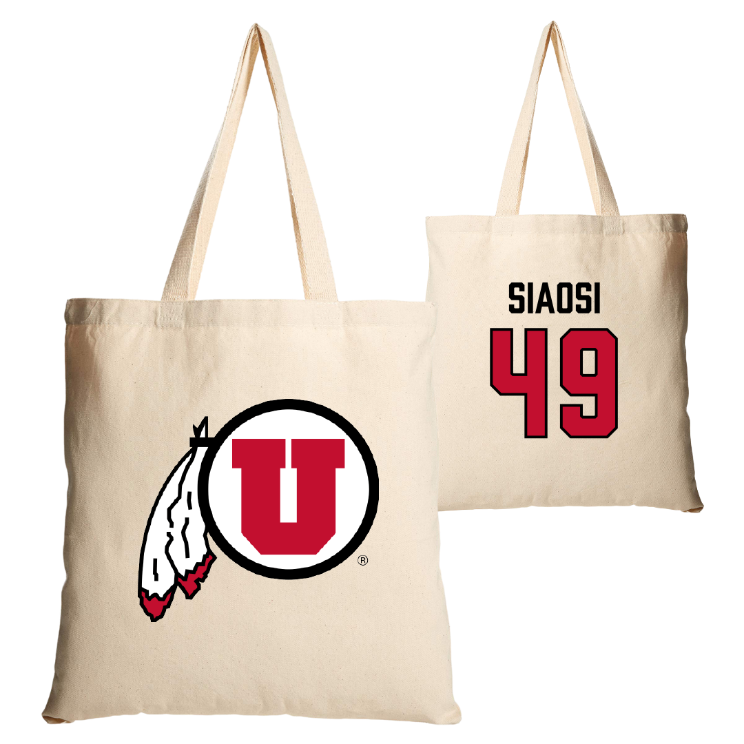 University of Utah Football Tan Canvas Tote Bag - #49 Jason Siaosi