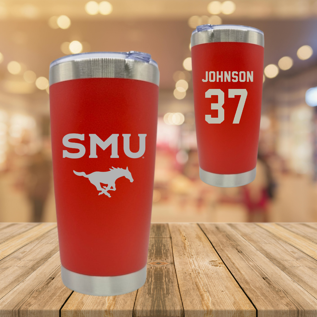 Southern Methodist University Soccer Red Stainless Steel Tumbler - #37 Chance Johnson
