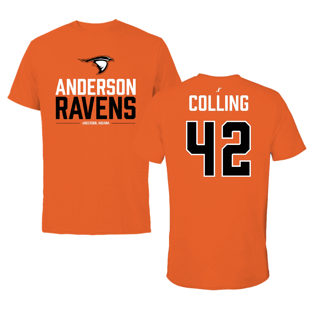 Anderson University (Indiana) Baseball Orange General Performance Tee - #42 Ethan Colling